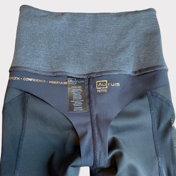 Aurum High Rise 3/4 Leggings in Black/Charcoal Grey & Black Mesh Size Petite (2) - Picture 8 of 13